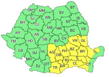 Cod galben de ploi și vijelii în Dobrogea