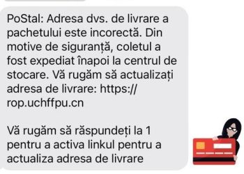 Avertisment de la DNSC! Tentative de fraudă prin SMS, pe scenariul „ai un colet”
