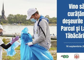 Acțiune de curățare a deșeurilor din parcul și lacul Tăbăcariei