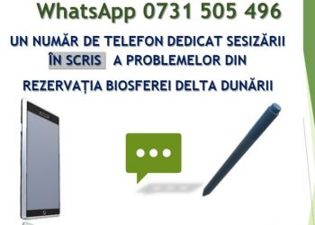 Număr de WhatsApp alocat pentru semnalarea neregulilor din Delta Dunării